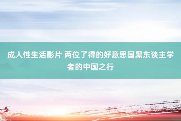 成人性生活影片 两位了得的好意思国黑东谈主学者的中国之行