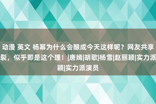 动漫 英文 杨幂为什么会酿成今天这样呢？网友共享很炸裂，似乎即是这个理！|唐嫣|胡歌|杨雪|赵丽颖|实力派演员