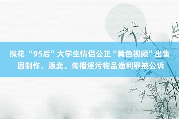 探花 “95后”大学生情侣公正“黄色视频”出售 因制作、贩卖、传播淫污物品渔利罪被公诉