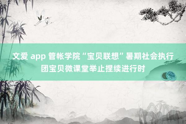 文爱 app 管帐学院“宝贝联想”暑期社会执行团宝贝微课堂举止捏续进行时