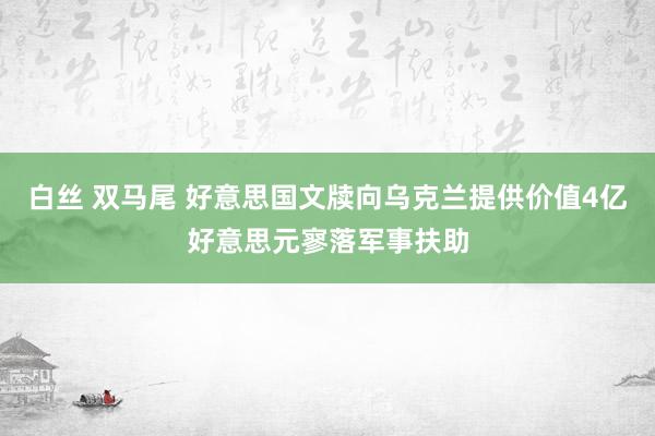 白丝 双马尾 好意思国文牍向乌克兰提供价值4亿好意思元寥落军事扶助