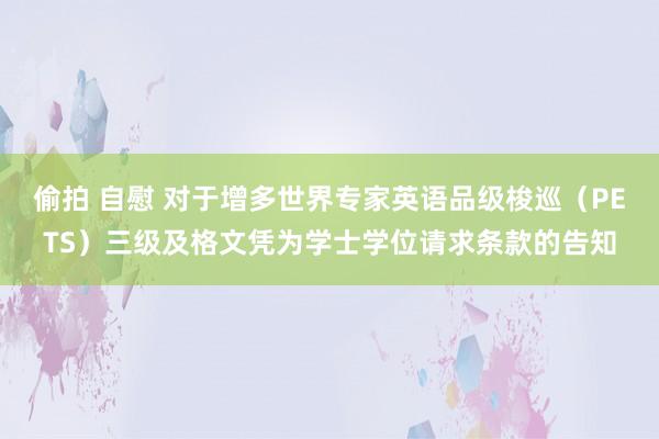 偷拍 自慰 对于增多世界专家英语品级梭巡（PETS）三级及格文凭为学士学位请求条款的告知